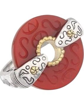 SILPADA Retired Regal Carved Carnelian Statement Ring Silver Brass R2451
Size 7